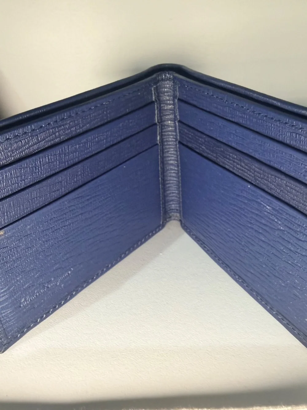 Salvatore Ferragamo Navy Leather Gancini Bifold Wallet with box